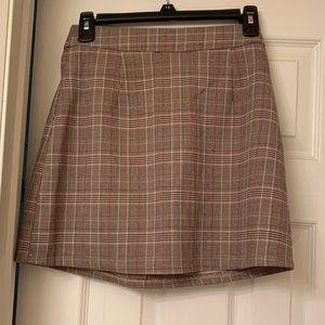 Brown and pink plaid a line mini skirt (NEW)